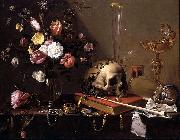 Adriaen Van Utrecht Vanitas - Still Life with Bouquet and Skull oil painting on canvas